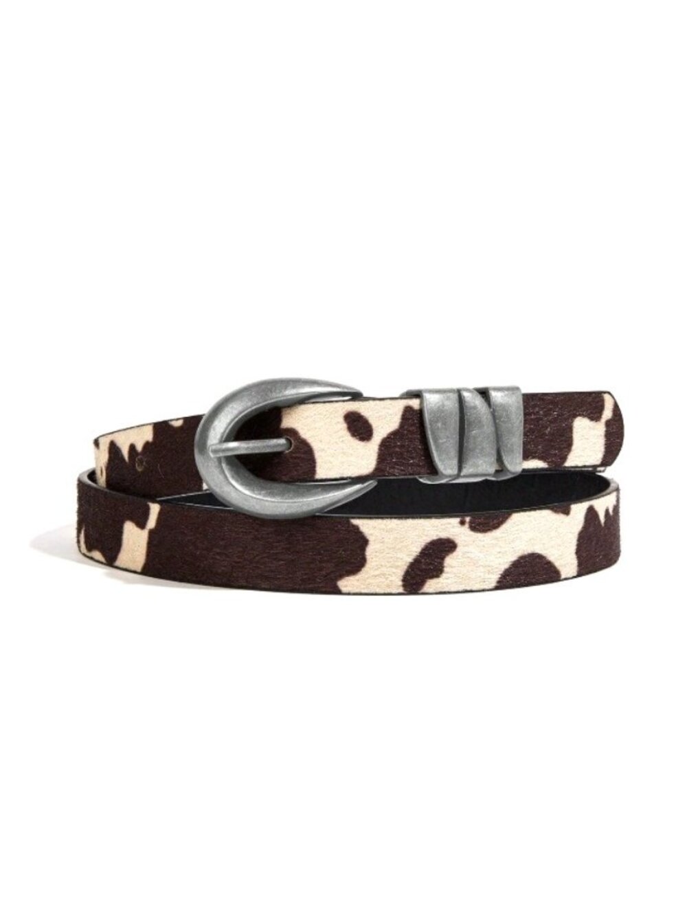 Boho Cow Print Hair-On-Hide Faux Leather Women's Belt New